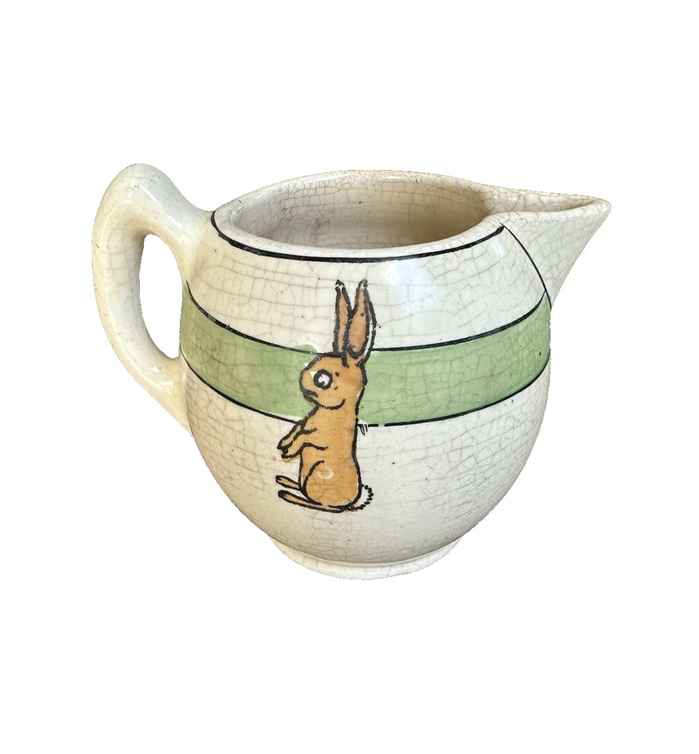 Roseville Pottery Creamware Juvenile Sitting Rabbit Creamer VTG